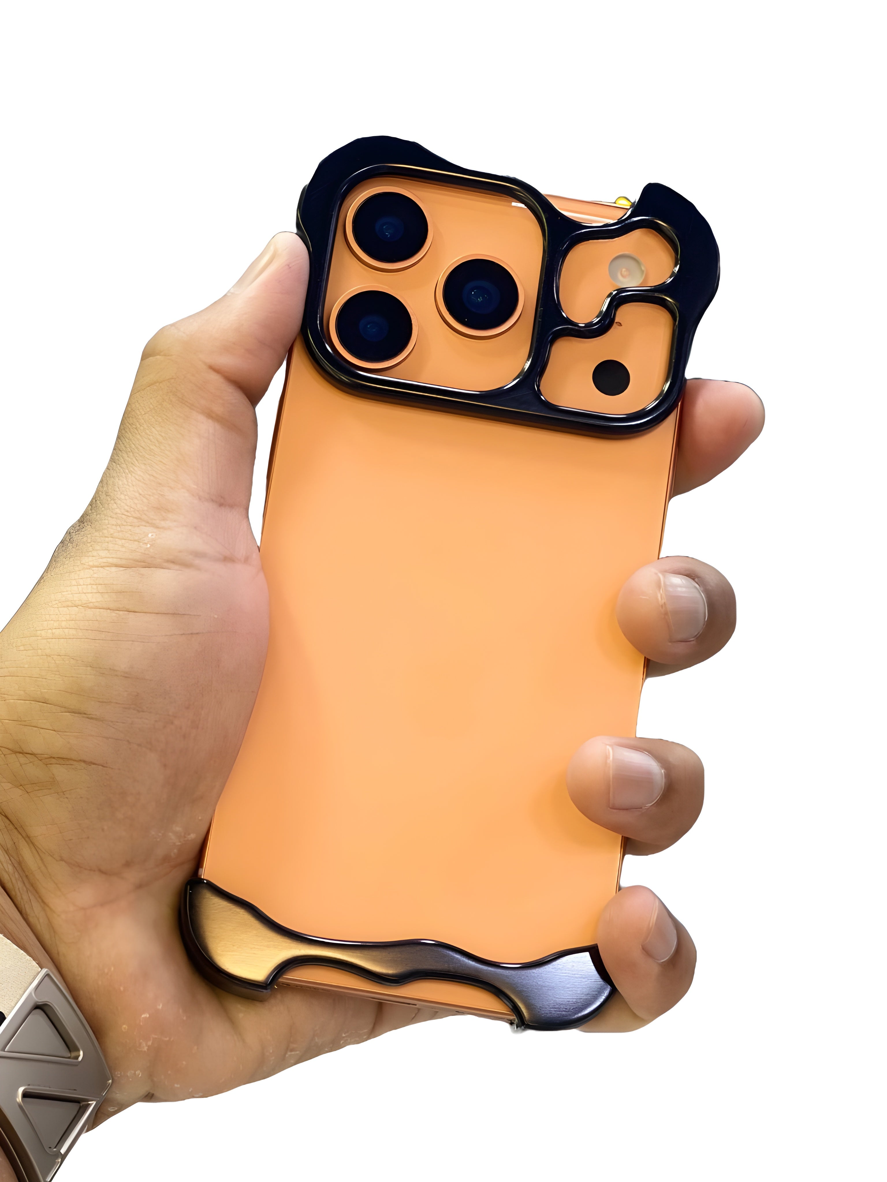 NCAP ACCESSORIES Luxury Metal Frame Shockproof Case for iPhone 17 Pro – Premium Orange Finish